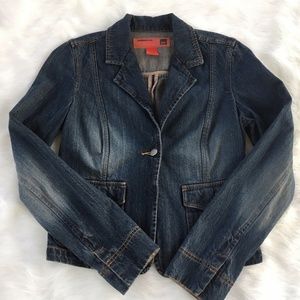 Denim Jacket Sz S NWOT Short Distressed Blazer